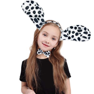 Skeleteen Dalmatian Dog Costume Set - Black and White Dog Ears Headband, Bowtie and Tail Accessories Set for Dog Costumes for Toddlers and Kids Image 3