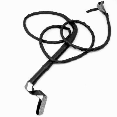 Skeleteen Faux Leather Black Whip - 6.5' Woven Costume Accessories Whips - 1 Piece Image 1