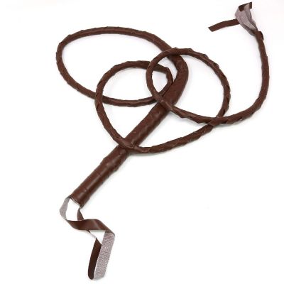 Skeleteen Faux Leather Brown Whip - 6.5' Woven Costume Accessories Whips - 1 Piece Image 1