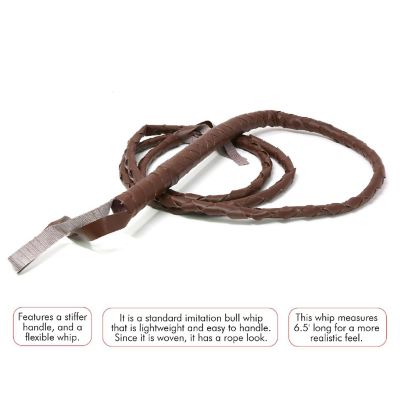 Skeleteen Faux Leather Brown Whip - 6.5' Woven Costume Accessories Whips - 1 Piece Image 3