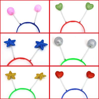 Skeleteen Glitter Antenna Head Boppers - Rainbow Shapes Novelty Headbands - 12 Pieces Image 1