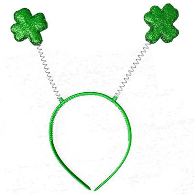 Skeleteen Glitter Shamrock Headband Boppers - St Patricks Day Irish Green Shamrock Head Band Party Favors Supplies Accessories - 6 Pieces Image 3