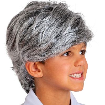 Skeleteen Grey Old Man Wig - Salt and Pepper Hair Old Person Grandpa Wigs Costume Accessories for Boys and Girls Image 1