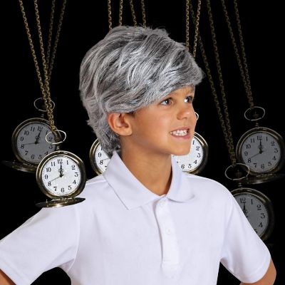 Skeleteen Grey Old Man Wig - Salt and Pepper Hair Old Person Grandpa Wigs Costume Accessories for Boys and Girls Image 3