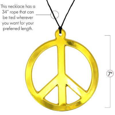 Skeleteen Hippie Peace Sign Medallion - 1960s Gold Peace Symbol Necklace Costume Accessory - 1 Piece Image 3