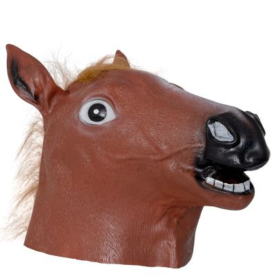 Skeleteen Horse Head Costume Mask - Realistic Brown Animal Head Horse Masks for Adults and Kids Image 1