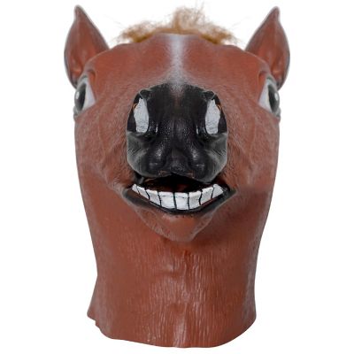 Skeleteen Horse Head Costume Mask - Realistic Brown Animal Head Horse Masks for Adults and Kids Image 2