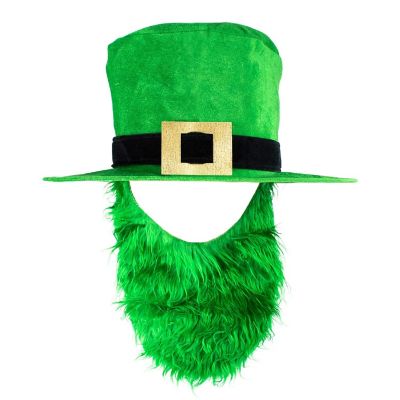 Skeleteen Irish Hat and Beard - Green Leprechaun Top Hat and Beard St Patricks Day Costume Accessories Image 1