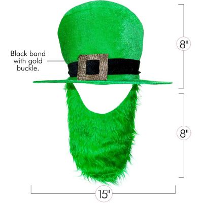 Skeleteen Irish Hat and Beard - Green Leprechaun Top Hat and Beard St Patricks Day Costume Accessories Image 2
