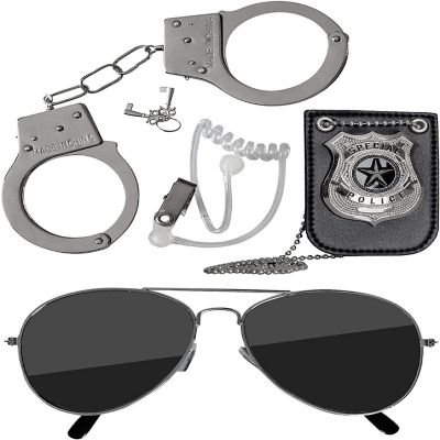 Skeleteen Kids Spy Set Accessories - Cool Spy Gadgets Equipment for Detective Costumes with Sunglasses, Ear Piece, Badge, and Handcuffs Image 1