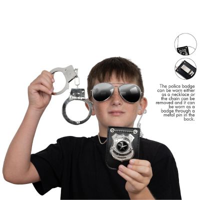 Skeleteen Kids Spy Set Accessories - Cool Spy Gadgets Equipment for Detective Costumes with Sunglasses, Ear Piece, Badge, and Handcuffs Image 1