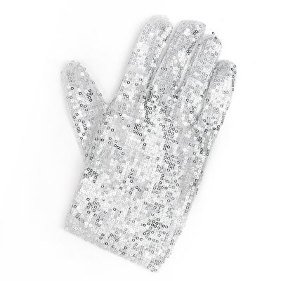 Skeleteen Michael Jackson Sequin Glove - White Right Handed Glove Costume Accessory - 1 Piece Image 1
