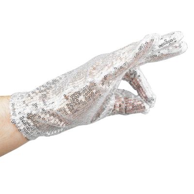 Skeleteen Michael Jackson Sequin Glove - White Right Handed Glove Costume Accessory - 1 Piece Image 1