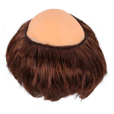 Skeleteen Monk Wig with Tonsure - Bald Cap Wig with Brown Friar Hair Cut Costume Wig for Adults and Kids Image 3