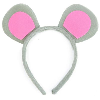 Skeleteen Mouse Costume Accessory Set - Grey and Pink Ears Headband, Bow Tie and Tail Accessories Set for Rat Costume for Toddlers and Kids Image 2