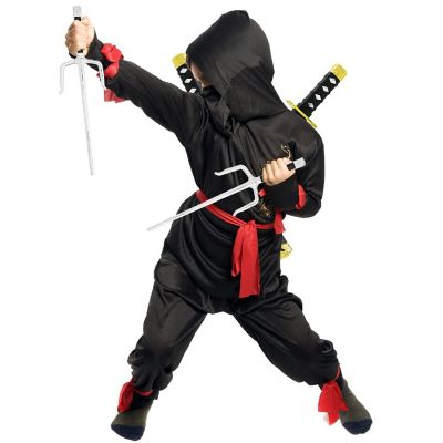 Skeleteen Ninja Weapons Toy Set - Fighting Warrior Weapon Costume Set with Katana Swords, Sai Daggers, and Shuriken Stars - 6 Pieces Image 1