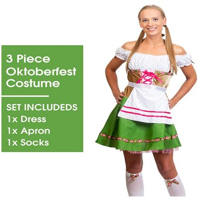 Skeleteen Oktoberfest Beer Girl Costumes - German Bavarian Traditional Womens Oktober Fest Dirndl Dress Image 1