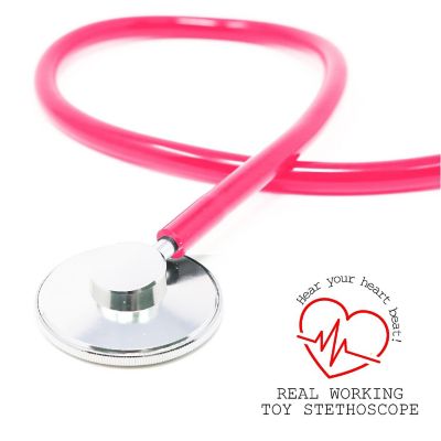 Skeleteen Pink Doctor's Stethoscope Toy - Doctor Or Nurse Pretend Play Costume Accessories and Prop Toys for Kids - 1 Piece Image 2