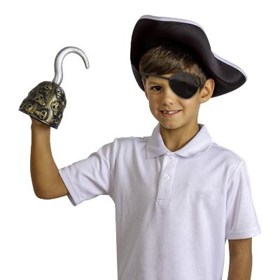 Skeleteen Pirate Captain Gold Hook - Toy Pirates Costume Accessories Plastic Sleeve Dress Up Prop for Adults and Kids Image 2