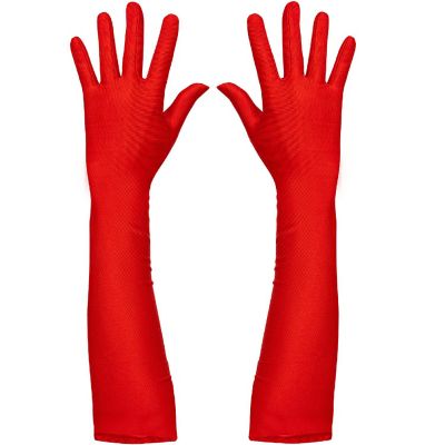 Skeleteen Red Satin Opera Gloves - Roaring 20's Fancy Flapper Elbow Gloves - 1 Pair Image 1