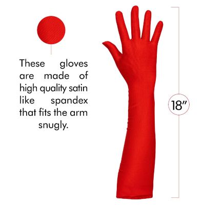 Skeleteen Red Satin Opera Gloves - Roaring 20's Fancy Flapper Elbow Gloves - 1 Pair Image 3