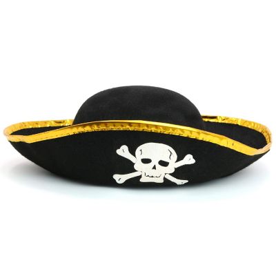 Skeleteen Tri Corner Pirate Hat - Three Cornered Buccaneer Costume Accessory Hat - 1 Piece Image 1