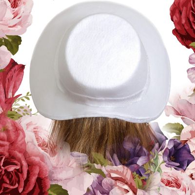 Skeleteen Vintage Old Fashioned Bonnet - White Colonial Pioneer Prairie Felt Sun Hat Costume Bonnets for Women and Children Image 2