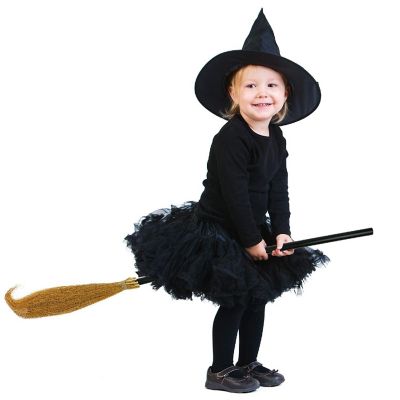 Skeleteen Witch Broomstick Costume Accessories - Realistic Wizard Flying Broom Stick Accessory for Costumes Image 1