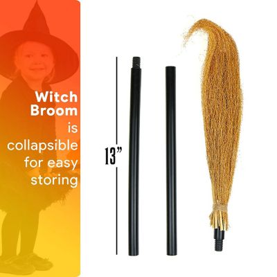 Skeleteen Witch Broomstick Costume Accessories - Realistic Wizard Flying Broom Stick Accessory for Costumes Image 2