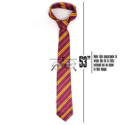 Skeleteen Wizard Glasses and Tie - Maroon and Gold Dress Up Tie and Black Round Glasses Set - 1 Pair Image 1