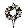 Skulls and Chains with Gray Roses Halloween Wreath  15-Inch  Unlit Image 1