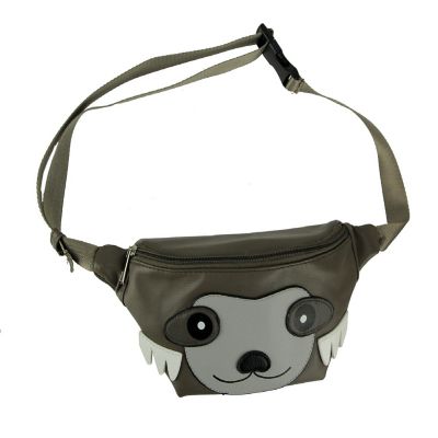 Sleepyville Critters Grey Vinyl Sloth Face Adjustable Fanny Pack Image 1
