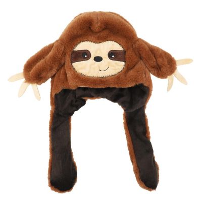 Sloth Face Youth Brown Hat With 3D Moveable Arms Image 1