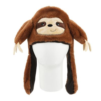 Sloth Face Youth Brown Hat With 3D Moveable Arms Image 1