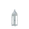Small Silver Metal Rectangular Moroccan Style Candle Lantern 4"X4"X15.2&amp;#8221; Image 1