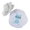 Snow Yeti-Shaped White & Blue Fleece Tied Pillow Craft Kit - Makes 6 Image 1