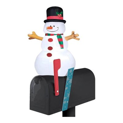 Snowman Inflatable Holiday Mailbox Cover and Topper Image 1