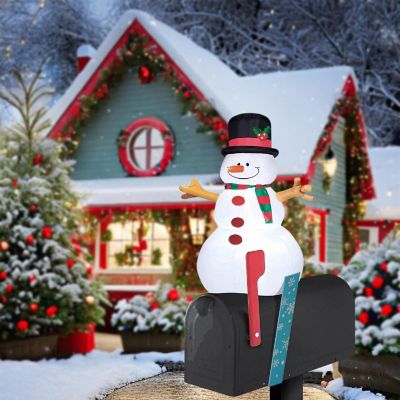 Snowman Inflatable Holiday Mailbox Cover and Topper Image 1