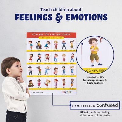 Soark Emotions and Feelings Poster for Classrooms 18 x 24 Laminated Double Sided English/Spanish Image 2