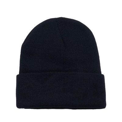 Solid Long Cuffed Beanie Skullies for Men and Women (Black) Image 1