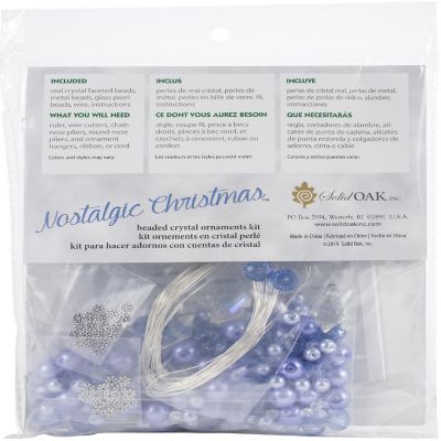 Solid Oak Nostalgic Christmas Beaded Crystal Ornament Kit-Blue Crystal Ice Drops Makes 6 Image 1