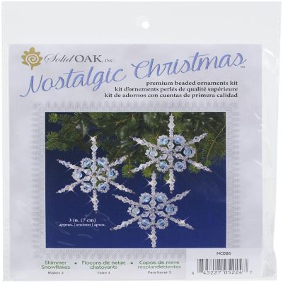 Solid Oak Nostalgic Christmas Beaded Crystal Ornament Kit-Shimmer Snowflakes Makes 3 Image 1