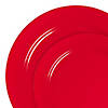 Solid Red Holiday Round Disposable Plastic Dinnerware Value Set (120 Dinner Plates + 120 Salad Plates) Image 1