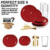 Solid Red Holiday Round Disposable Plastic Dinnerware Value Set (20 Settings) Image 2