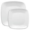 Solid White Flat Rounded Square Disposable Plastic Dinnerware Value Set (120 Dinner Plates + 120 Salad Plates) Image 1