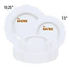 Solid White Round Blossom Disposable Plastic Dinnerware Value Set (120 Dinner Plates + 120 Salad Plates) Image 3