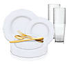 Solid White Round Blossom Disposable Plastic Wedding Value Set - 60 Settings Image 1
