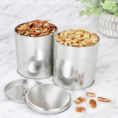 Solstice Double Seal Tea Canisters (4-Pack, Small); Round Metal Containers with Interior Seal Lid Image 1
