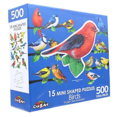 Songbirds II  15 Mini Shaped Jigsaw Puzzles  500 Color Coded Pieces Image 1