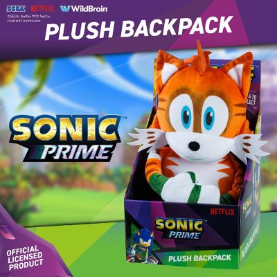 Sonic Prime: 15" Plush Backpack - Mangey Tails - Kids Backpack,Ages 3+ Image 1